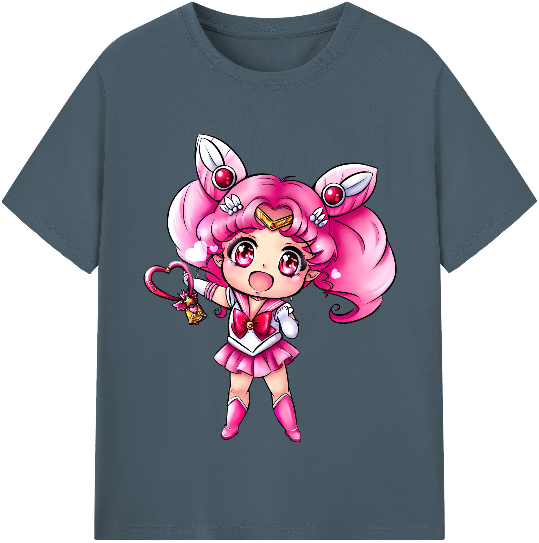 （画像用） 美少女戦士セーラームーン ちびうさ Sailor Moon Chibiusa Tsukino Usagi Small Lady Serenity 綿100％半袖Tシャツ（フロントプリント）